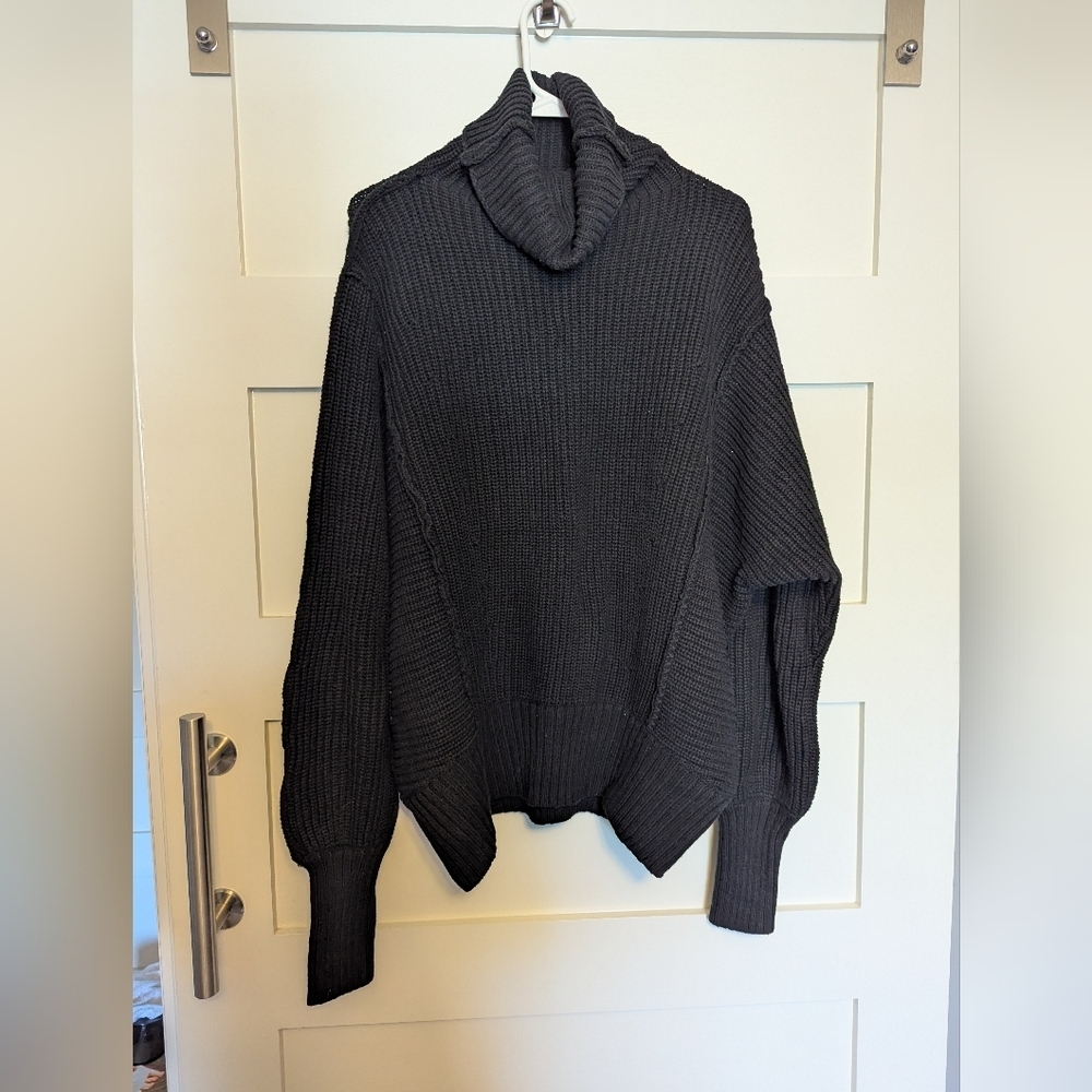 Women's Black cowl neck Zenana sweater size  Medium. Black turtle neck sweater.